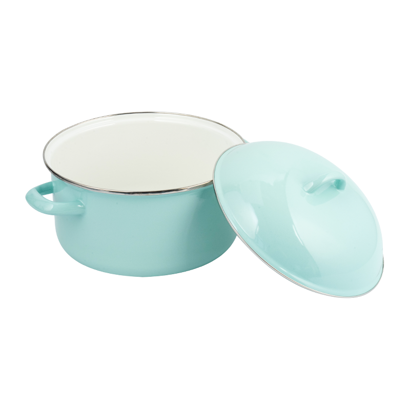 801 ডি এনামেল ডাবল হ্যান্ডেল স্ট্রেইট স্টকপট