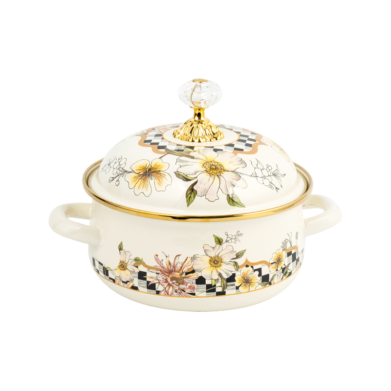 807 ডি ডাবল হ্যান্ডেল এনামেল পার্সিমন-আকৃতির পাত্র