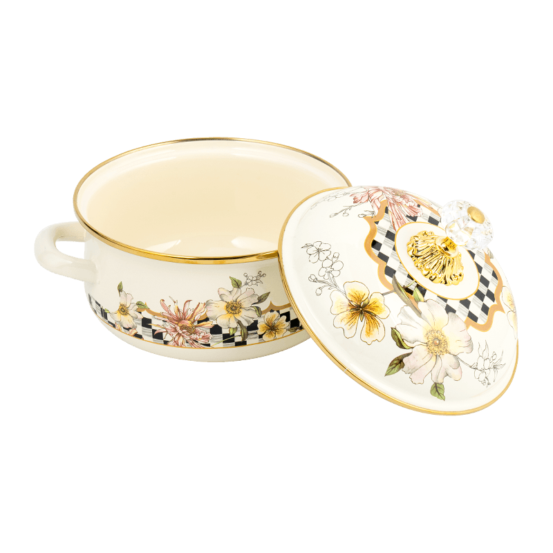 807 ডি ডাবল হ্যান্ডেল এনামেল পার্সিমন-আকৃতির পাত্র