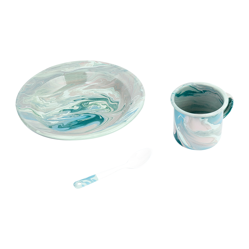 ইউরোপীয় ফুলের এনামেল টিপট সেট