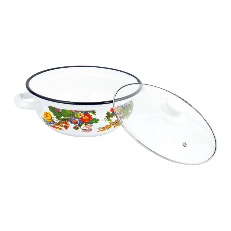 406 ডি এনামেল স্টেইনলেস স্টিল রাউন্ড রিম সীফুড স্টকপট