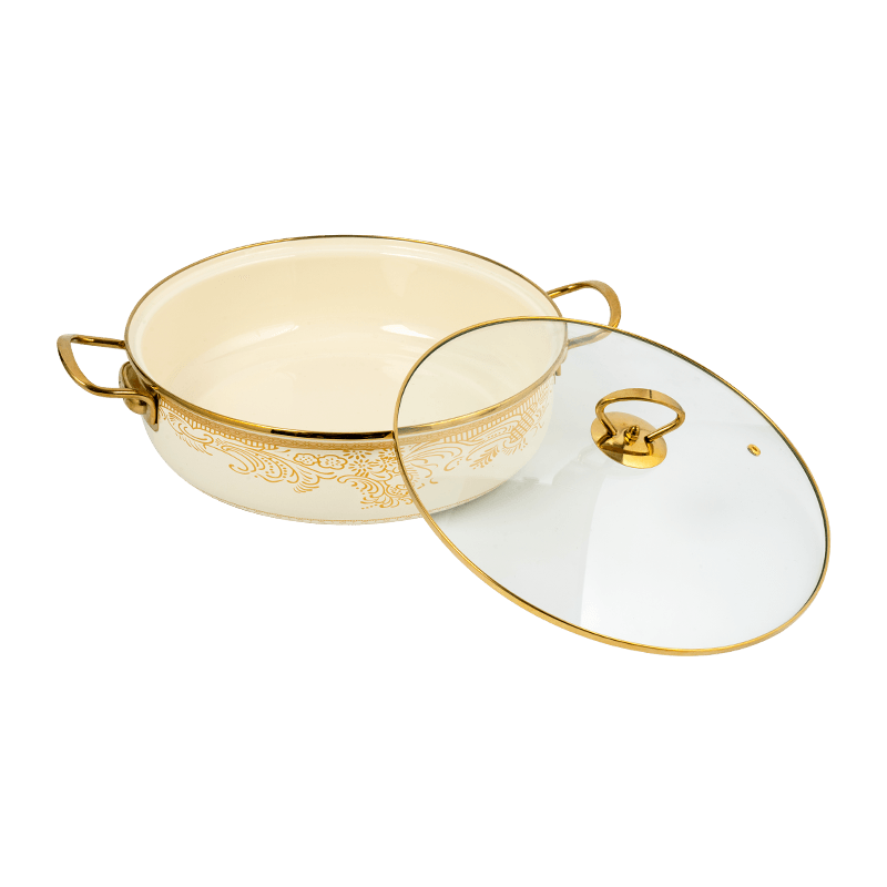 406 ডি এনামেল স্টেইনলেস স্টিল রাউন্ড রিম সীফুড স্টকপট