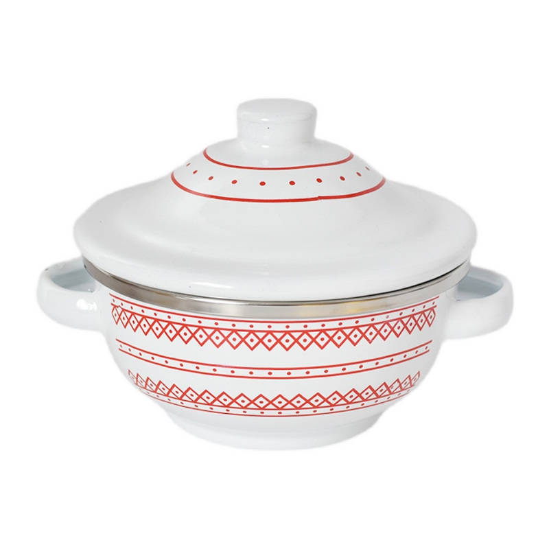 পাদদেশে idd াকনা ডাবল হ্যান্ডেল বাটি